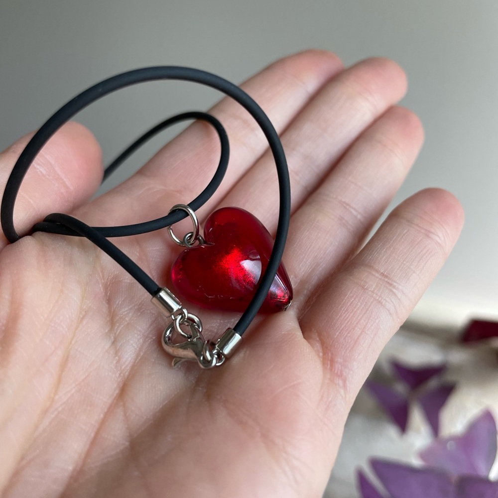 Murano glass heart necklace y2k